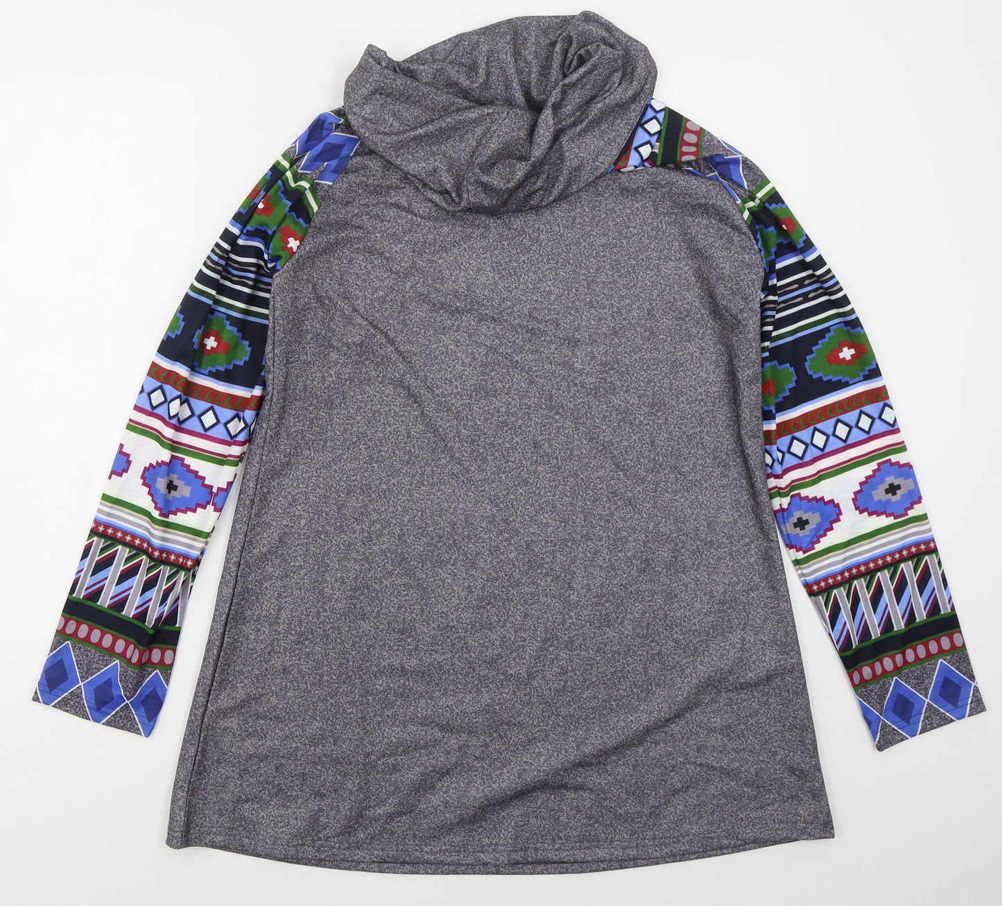 Miss Look Womens Grey Geometric Polyester Pullover Sweatshirt Size XL  Pullover