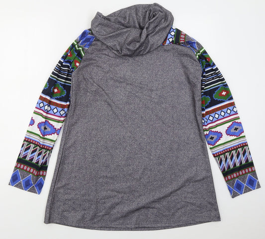 Miss Look Womens Grey Geometric Polyester Pullover Sweatshirt Size XL  Pullover
