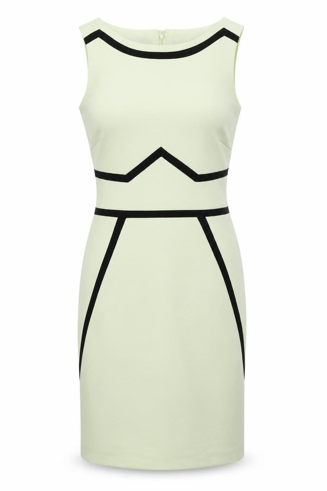 Dorothy Perkins Womens Green Geometric Polyester Pencil Dress  Size 10  Boat Neck Zip