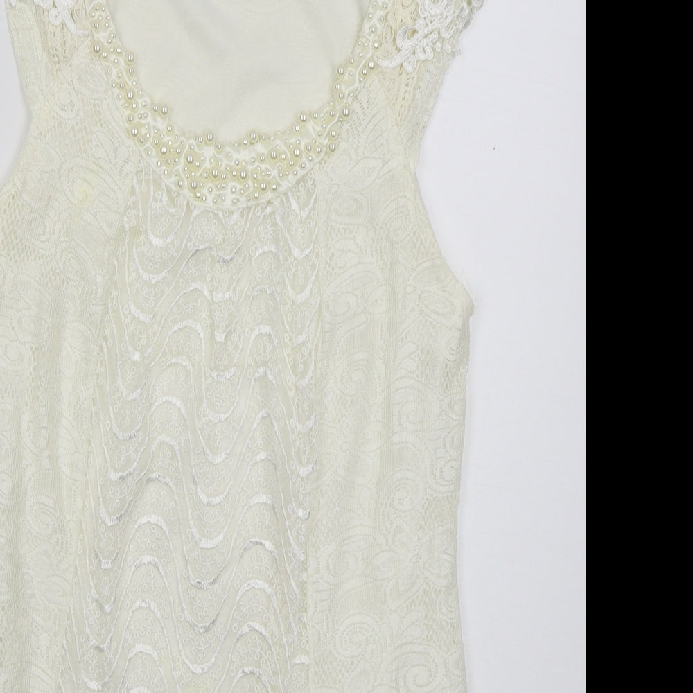 Funkyfish Womens Ivory  Polyester Mini  Size S  Round Neck Pullover