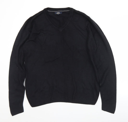 Easy Mens Black V-Neck  Acrylic Pullover Jumper Size M