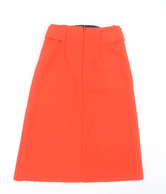 Topshop Womens Orange  Polyester A-Line Skirt Size 4   Zip