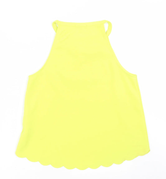 New Look Womens Yellow  Polyester Basic Tank Size 12 Square Neck