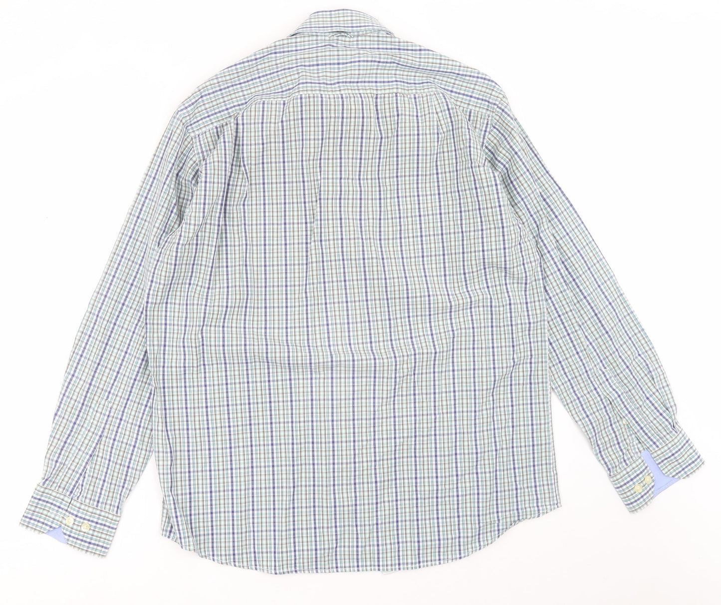 Tricot Marine Mens Multicoloured Plaid Cotton  Button-Up Size L Collared Button