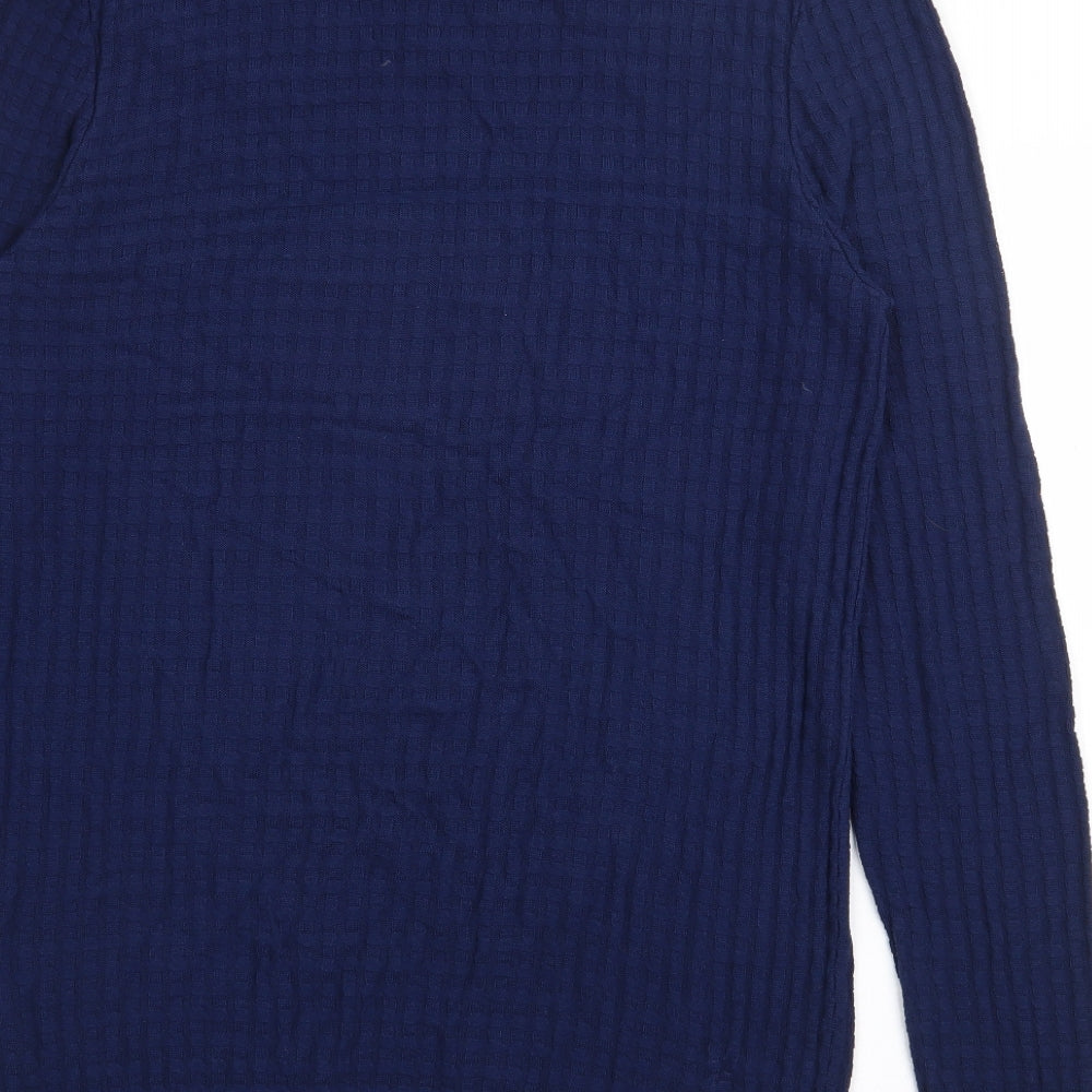 Topman Mens Blue Crew Neck  Viscose Pullover Jumper Size M
