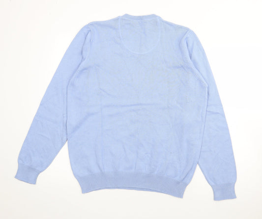Blue Harbour Mens Blue V-Neck  Cotton Pullover Jumper Size M