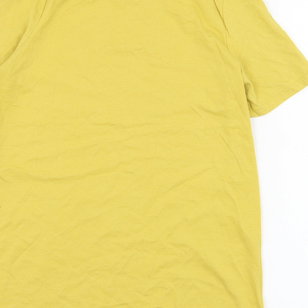 River Island Womens Yellow  Cotton Basic T-Shirt Size 6 Round Neck - Venti