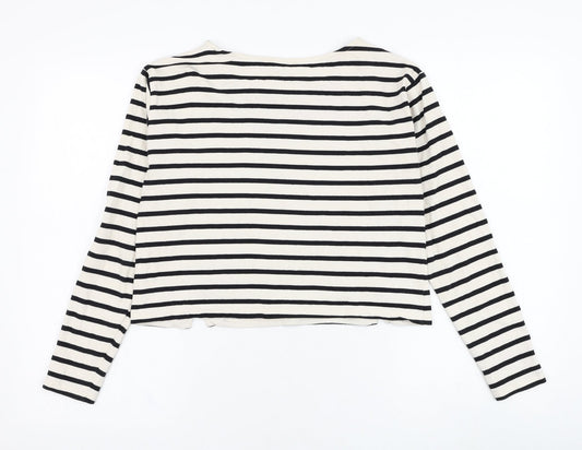 River Island Womens Ivory Striped Cotton Pullover Sweatshirt Size 6  Pullover