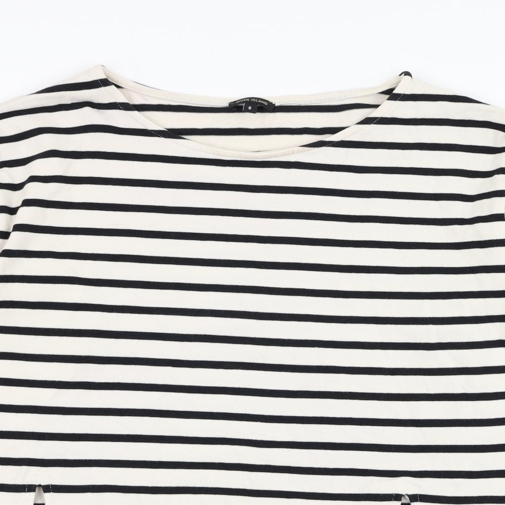 River Island Womens Ivory Striped Cotton Pullover Sweatshirt Size 6  Pullover