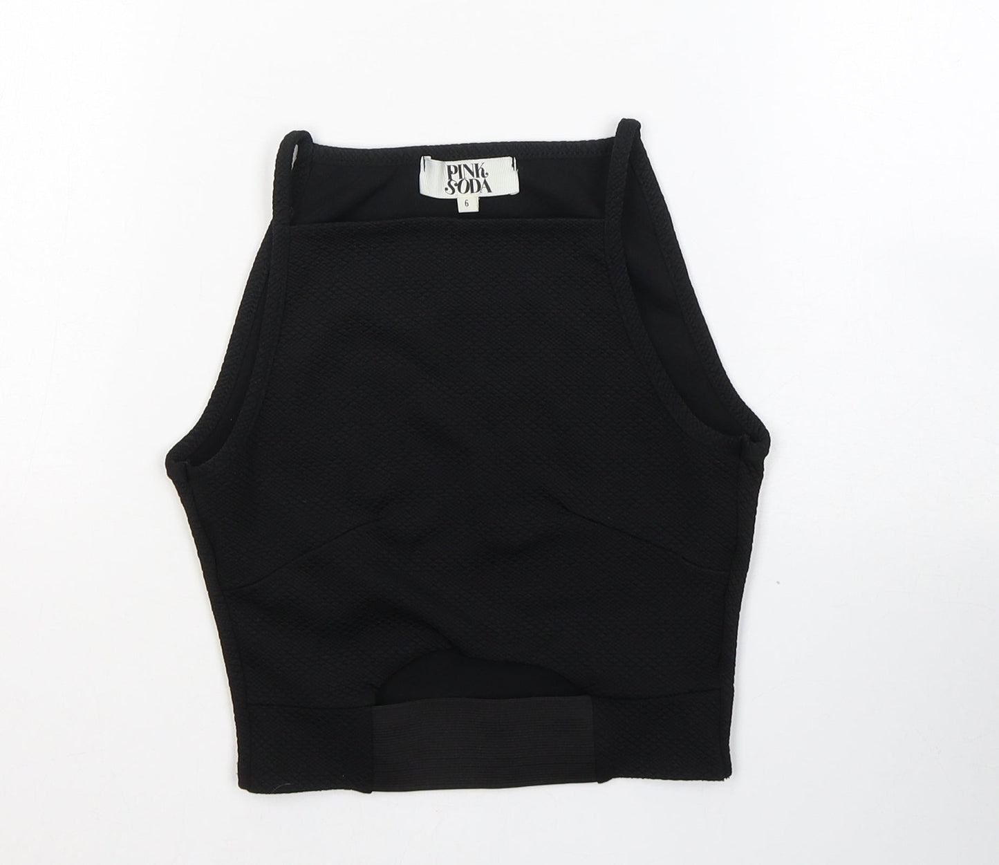 Pink Soda Womens Black  Polyester Cropped Tank Size 6 Square Neck