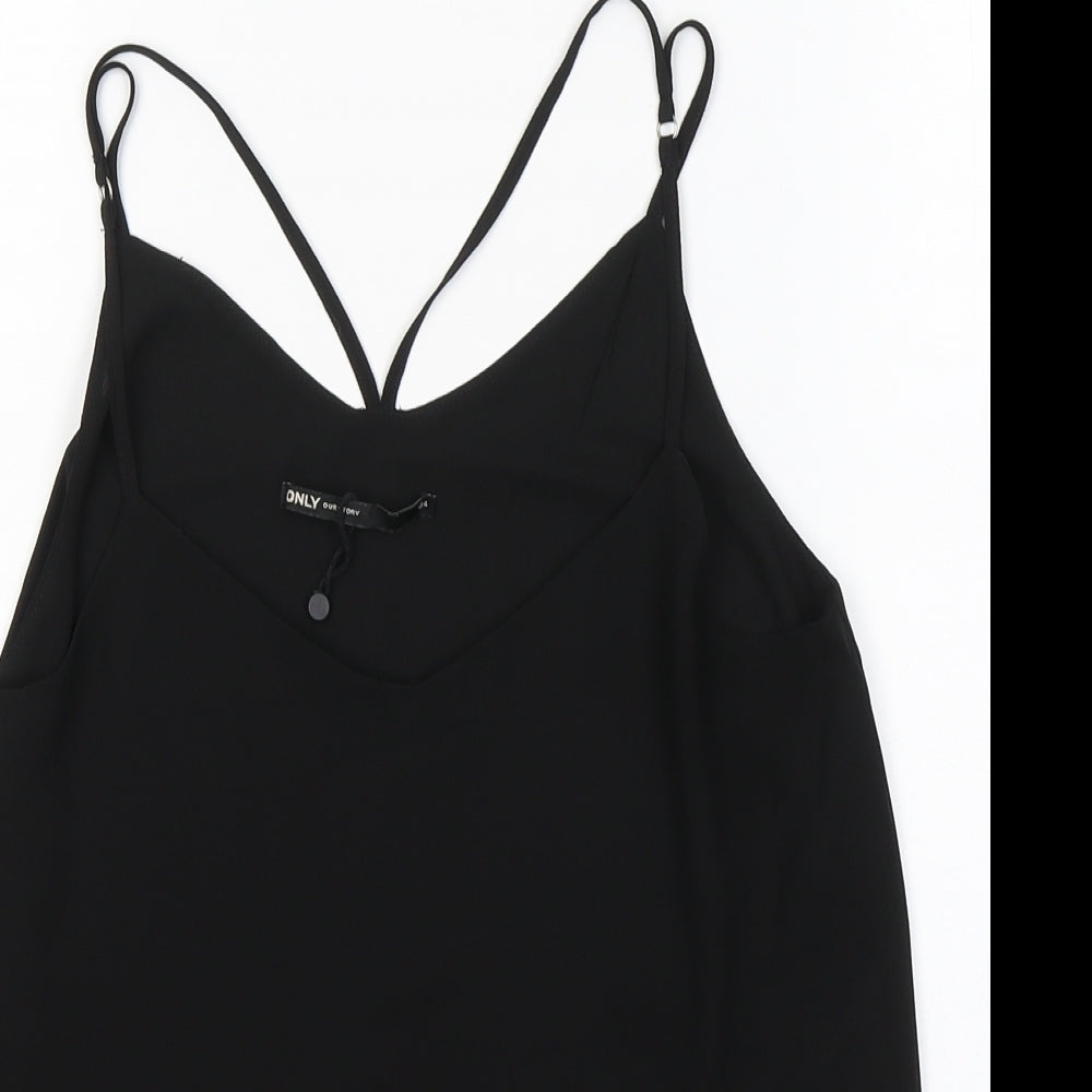 Only Womens Black  Polyester Camisole Tank Size 6 Round Neck