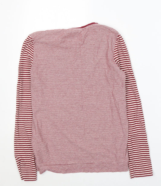 Tom Taylor Girls Red Striped Cotton Pullover Casual Size L Round Neck Pullover