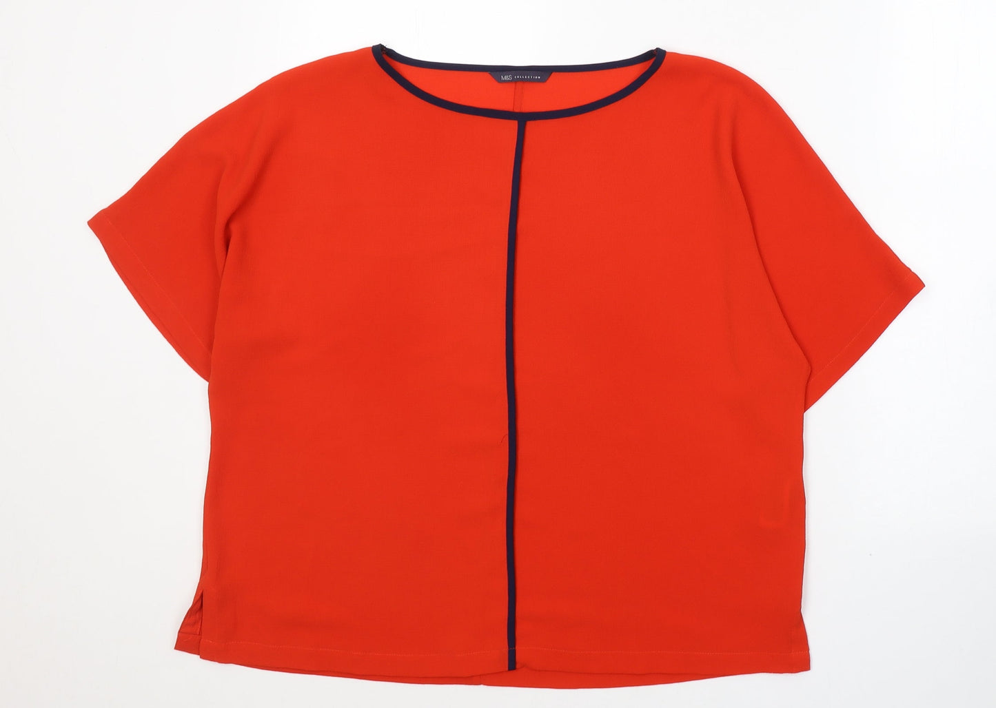 Marks and Spencer Womens Red  Polyester  T-Shirt Size 12 Round Neck