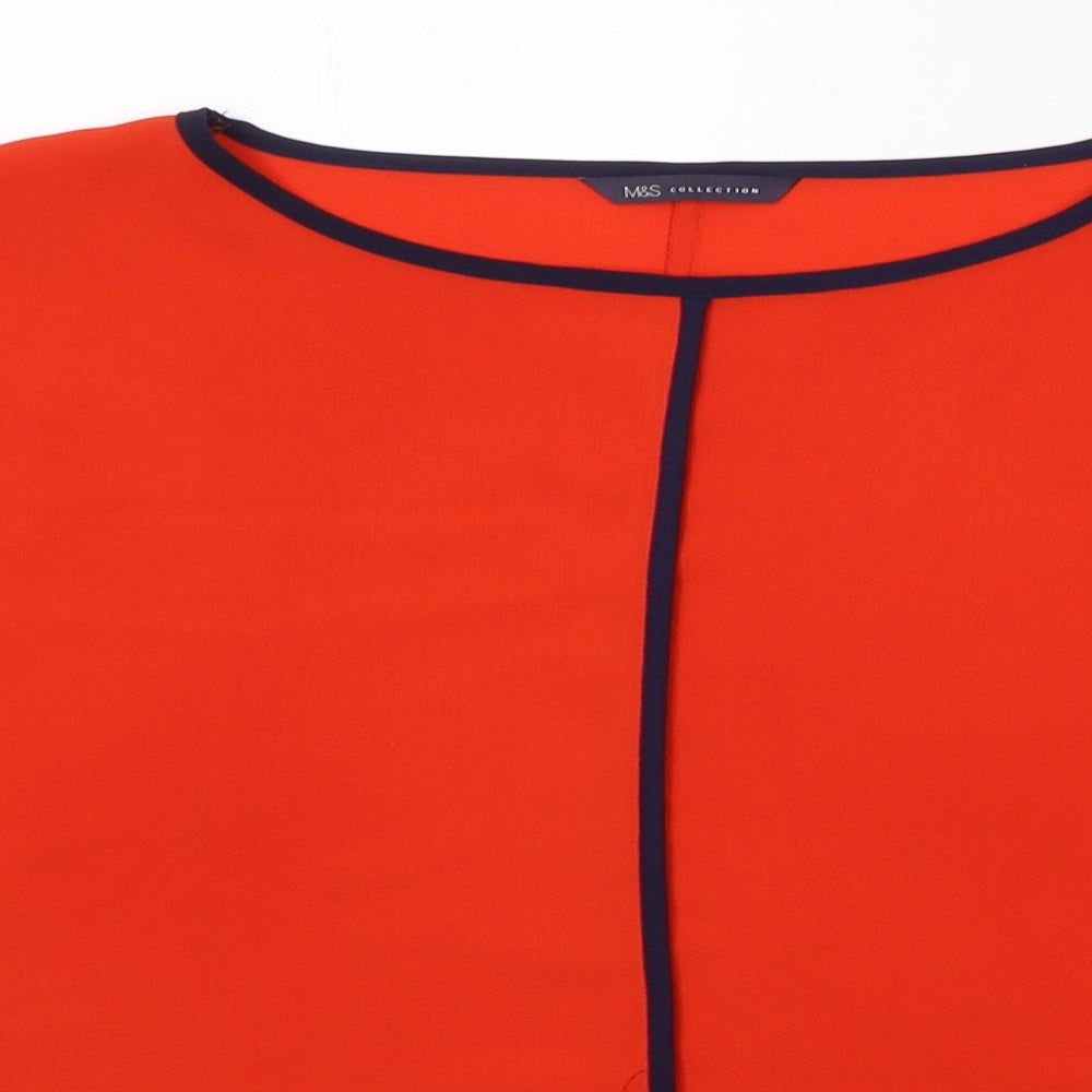 Marks and Spencer Womens Red  Polyester  T-Shirt Size 12 Round Neck