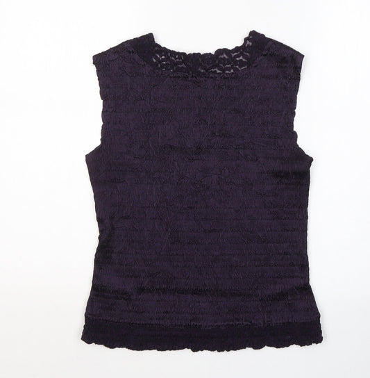 BEAST Womens Purple  Polyester Basic Tank Size M Round Neck