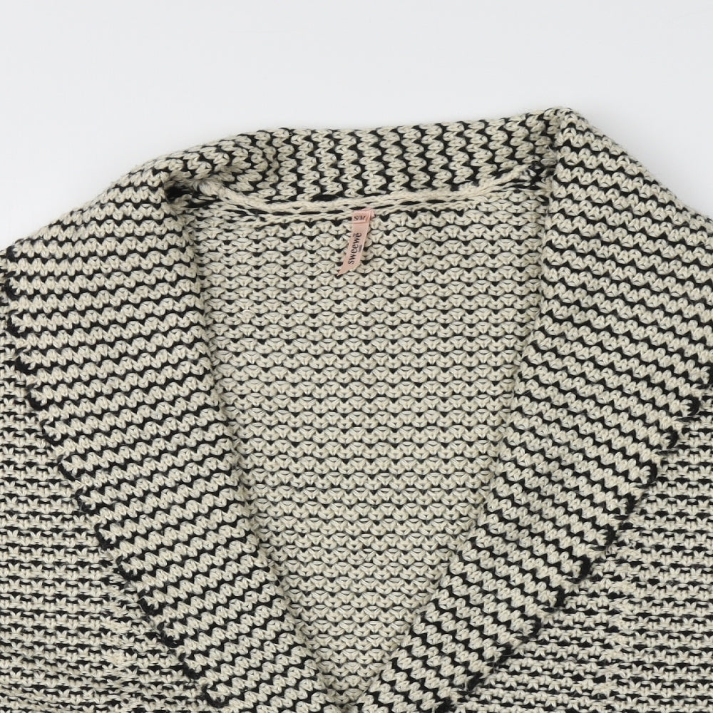 sweewe Womens Beige V-Neck  Acrylic Cardigan Jumper Size 8