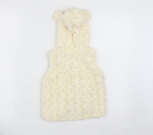 Nutmeg Girls White   Gilet Waistcoat Size 2 Years  Zip - Ear Hood