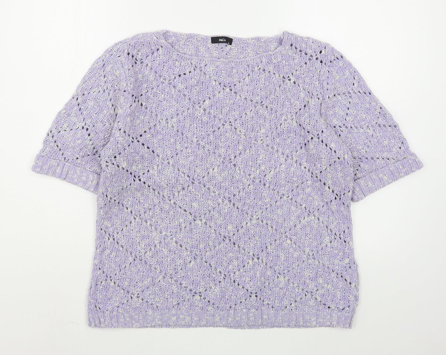 M&Co Womens Purple Boat Neck  Acrylic Pullover Jumper Size M