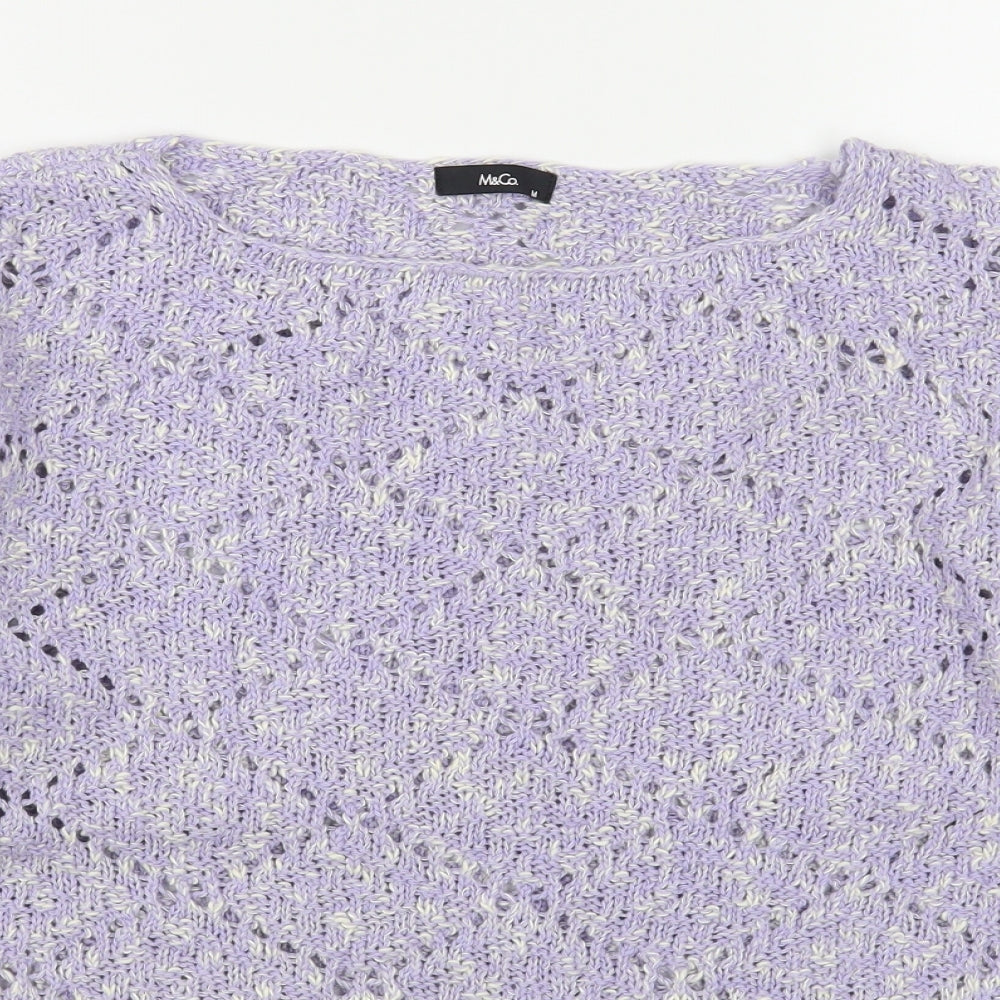 M&Co Womens Purple Boat Neck  Acrylic Pullover Jumper Size M