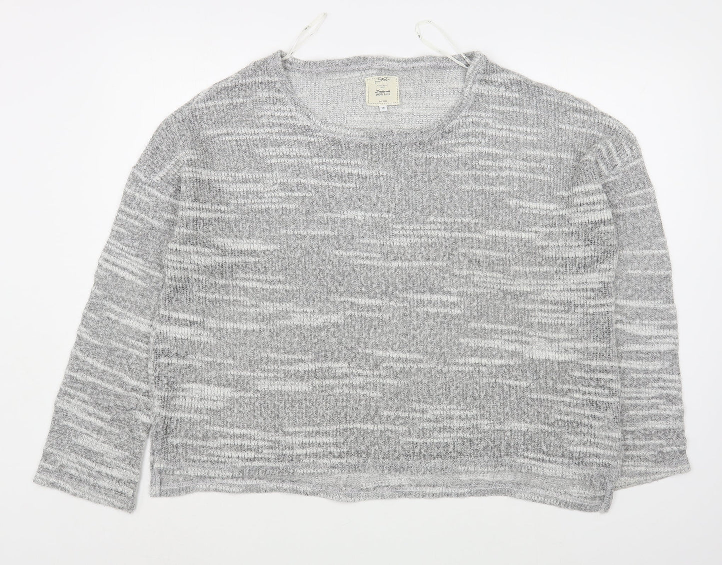 New Look Womens Grey Boat Neck  Polyester Pullover Jumper Size 18