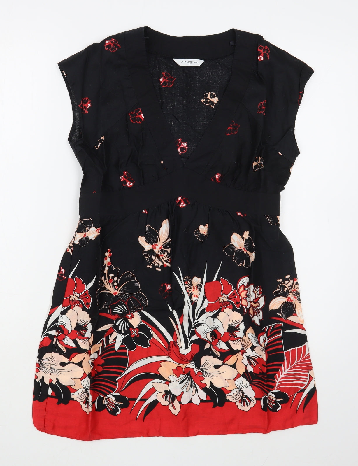 New Look Womens Multicoloured Floral 100% Cotton Sheath  Size 12  Round Neck Pullover