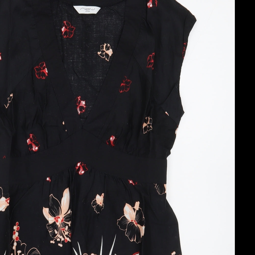New Look Womens Multicoloured Floral 100% Cotton Sheath  Size 12  Round Neck Pullover