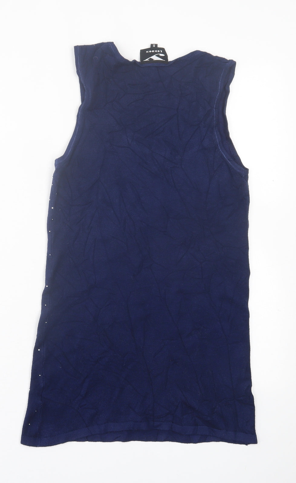 London Womens Blue  Viscose Basic Tank Size S Scoop Neck