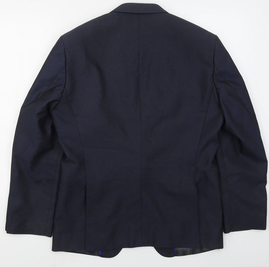 Identkit Mens Blue  Polyester Jacket Suit Jacket Size 40