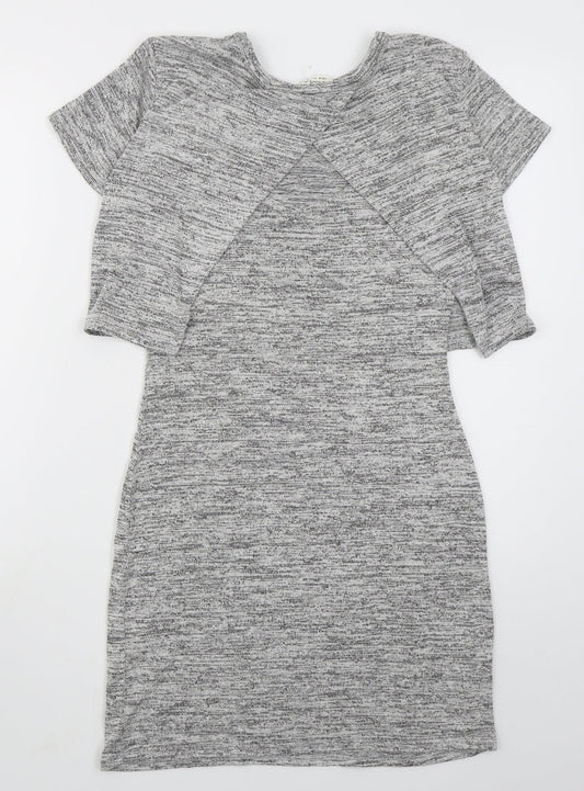 Miss Selfridge Womens Grey  Viscose Bodycon  Size 6  Crew Neck Pullover