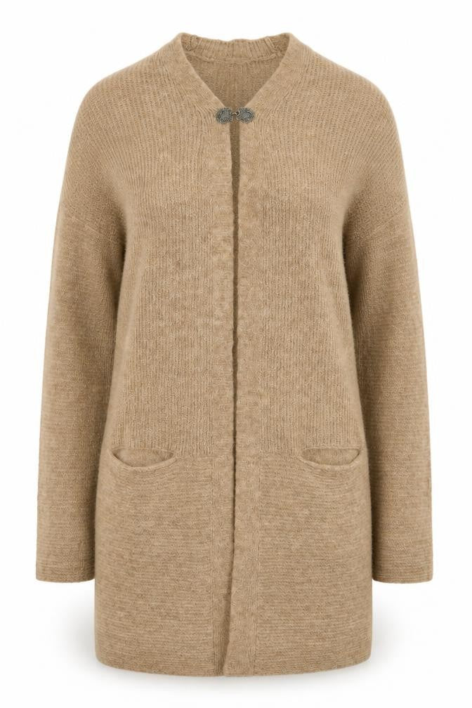Avenue Womens Brown Round Neck  Acrylic Cardigan Jumper Size 12
