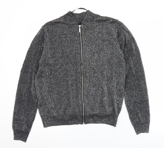 Atmophere Womens Silver Crew Neck  Viscose Full Zip Jumper Size 12