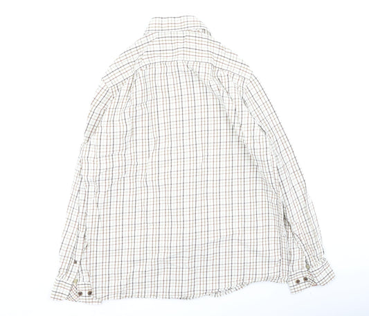 Double TWO Mens Beige Plaid Cotton  Polo Size 40 Collared
