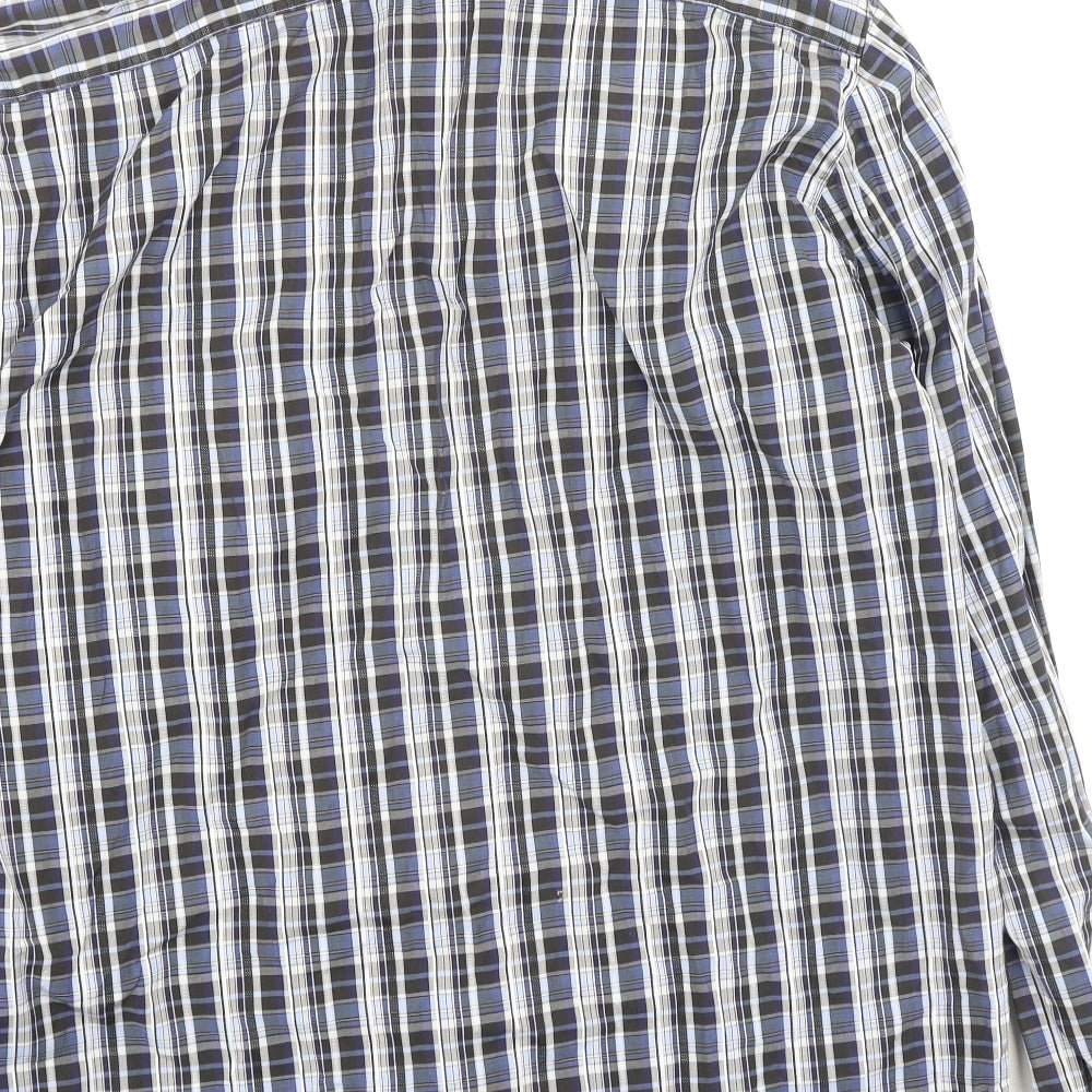 Oakman Mens Blue Plaid Cotton  Polo Size L Collared