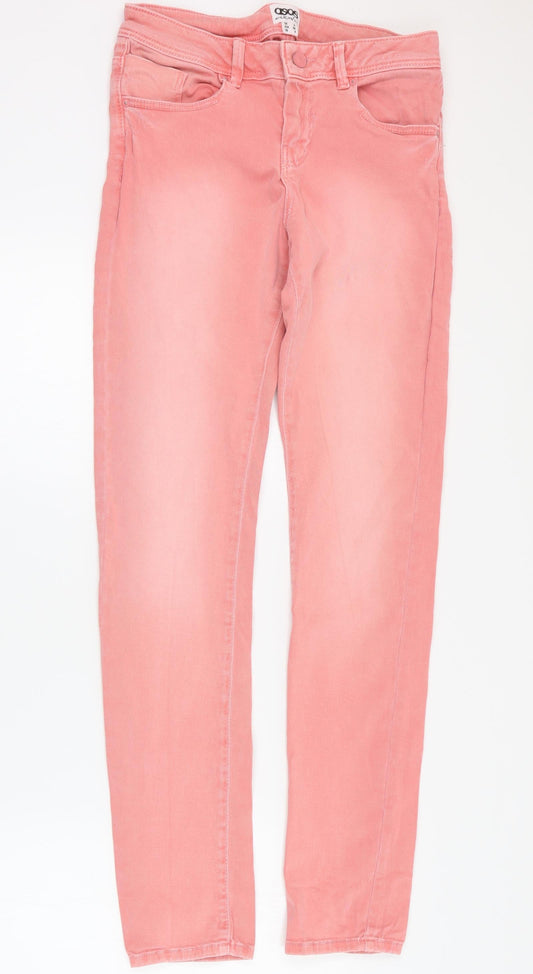 ASOS Womens Pink  Cotton Skinny Jeans Size 8 L30 in Regular Zip