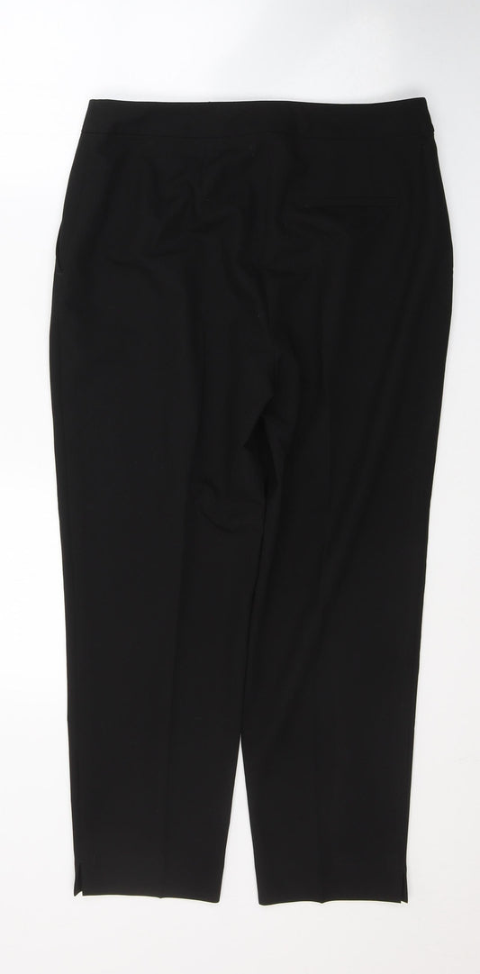Topshop Womens Black  Polyester Trousers  Size 12 L25 in Regular Button