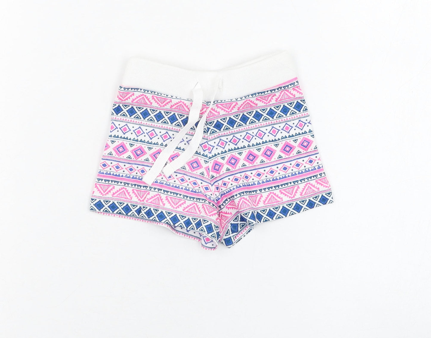 Primark Girls White Geometric Cotton Cropped Trousers Size 18-24 Months  Pullover