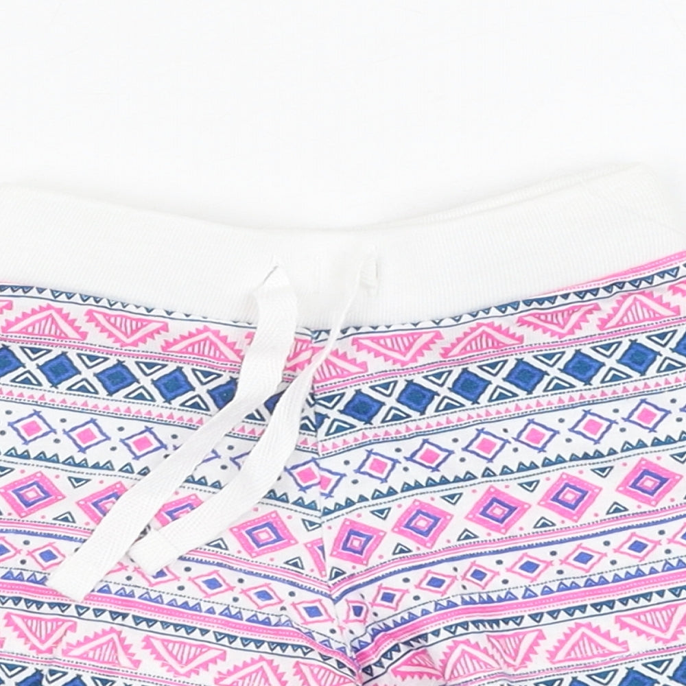 Primark Girls White Geometric Cotton Cropped Trousers Size 18-24 Months  Pullover