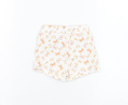 M&Co Girls Ivory  Cotton Cropped Trousers Size 6-9 Months  Pullover - Butterfly