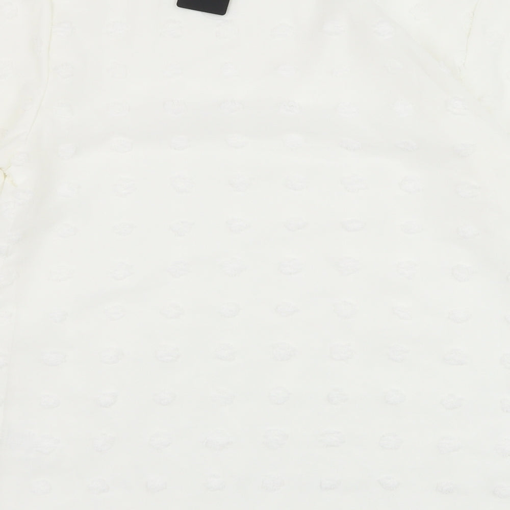 Blooming Jelly Womens White  Polyester Tunic Blouse Size S Round Neck