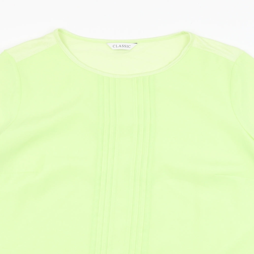 Marks and Spencer Womens Green  Viscose Basic Blouse Size 14 Round Neck
