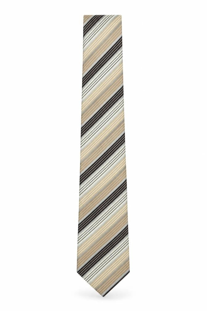Marks and Spencer Mens Beige Striped Polyester Pointed Tie One Size