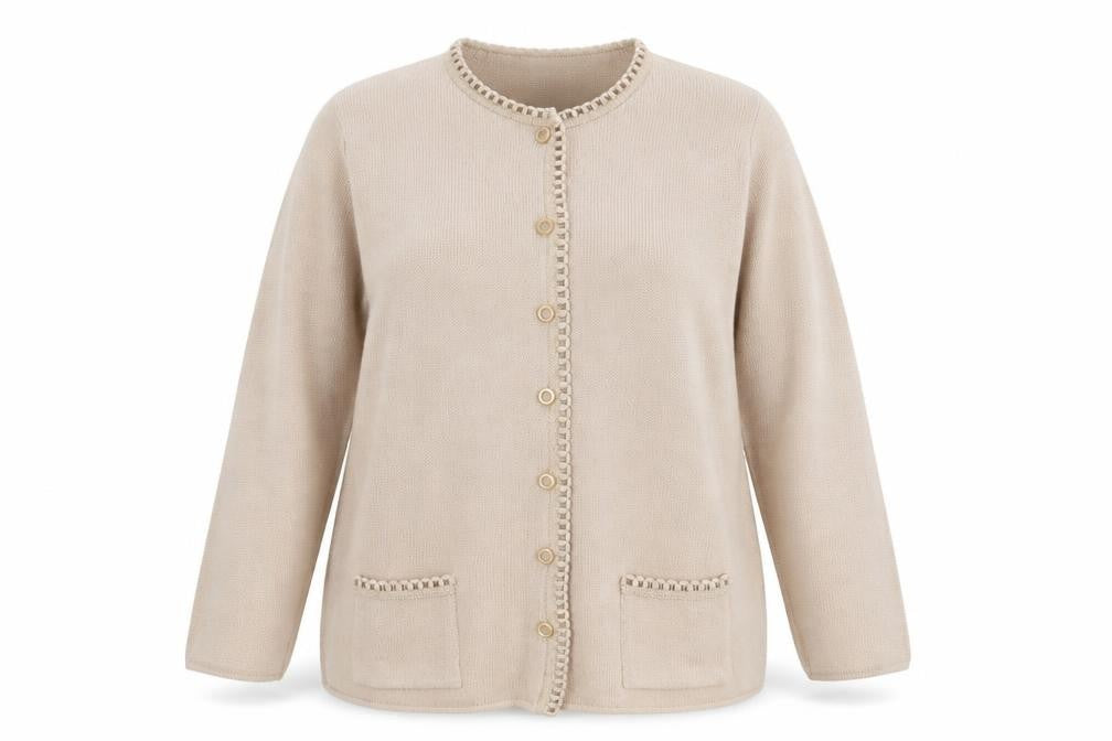 Gabriella Vicenga Womens Beige Round Neck  Acrylic Cardigan Jumper Size 16