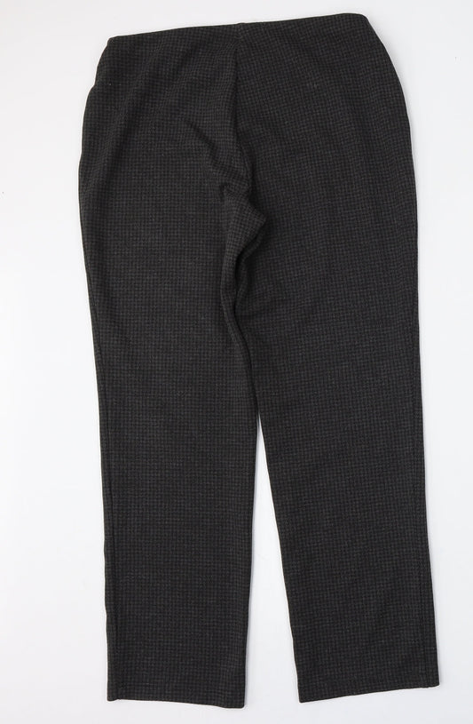 Marks and Spencer Womens Grey Houndstooth Viscose Trousers  Size 12 L28 in Regular