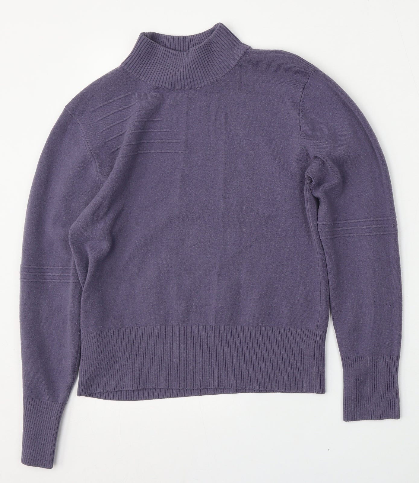 Editions Womens Purple Mock Neck  Polyester Pullover Jumper Size 10