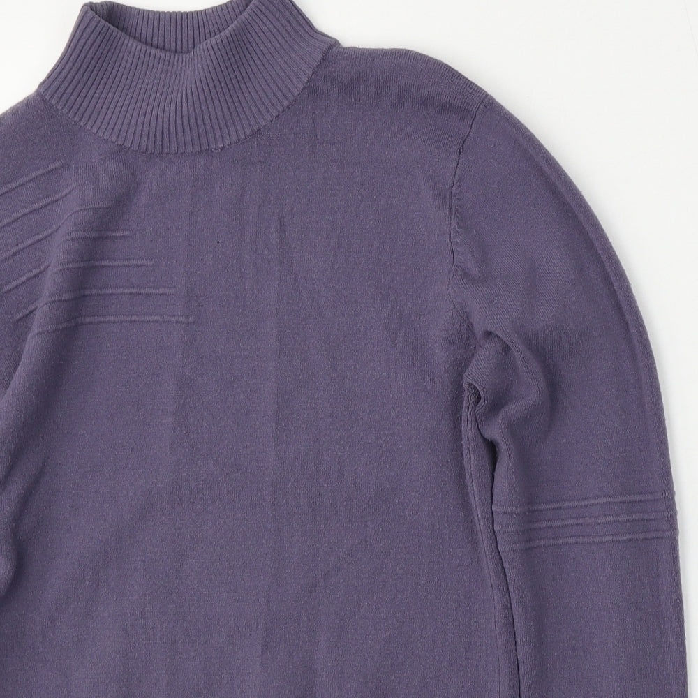 Editions Womens Purple Mock Neck  Polyester Pullover Jumper Size 10