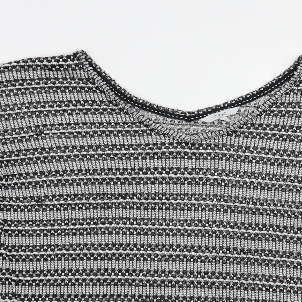 NEXT Womens Grey Scoop Neck Striped Polyester Pullover Jumper Size 14