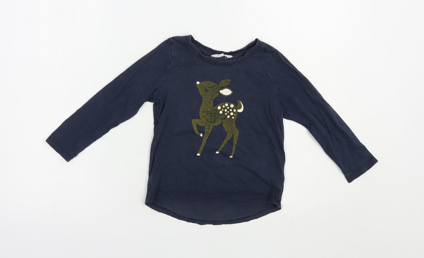 Mac + Ellie Girls Blue  Cotton Basic T-Shirt Size 4 Years Crew Neck Pullover