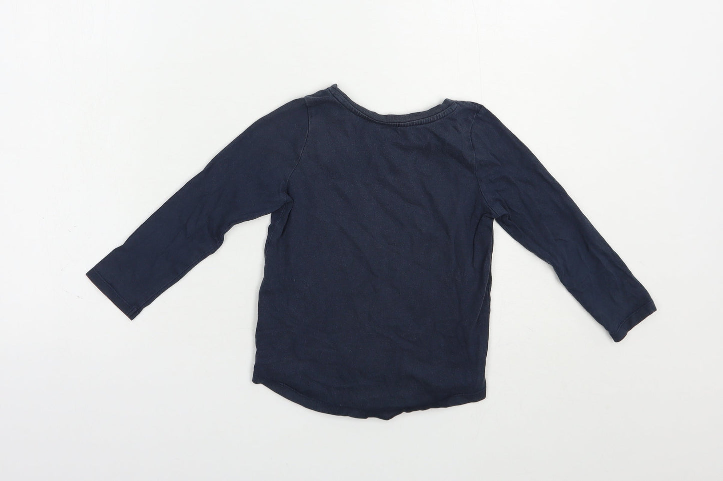Mac + Ellie Girls Blue  Cotton Basic T-Shirt Size 4 Years Crew Neck Pullover