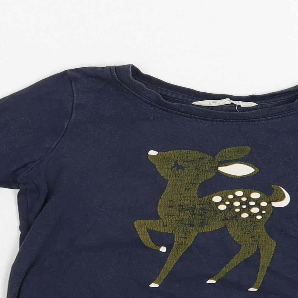 Mac + Ellie Girls Blue  Cotton Basic T-Shirt Size 4 Years Crew Neck Pullover