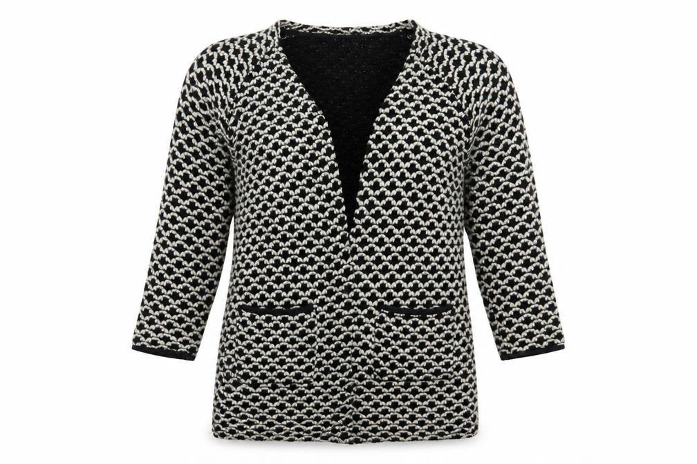 Only Womens Black V-Neck Geometric Acrylic Cardigan Jumper Size M